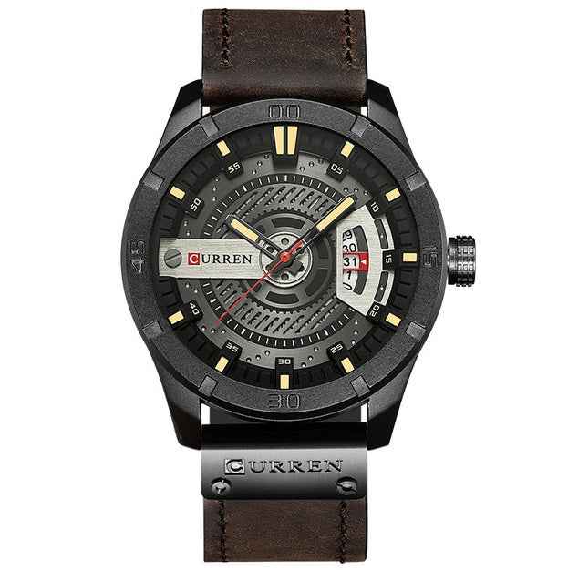 Luxusmarke CURREN – Militär-Sportuhr für Herren, Quarzuhr mit Datumsanzeige, lässige Herren-Armbanduhr mit Lederarmband
