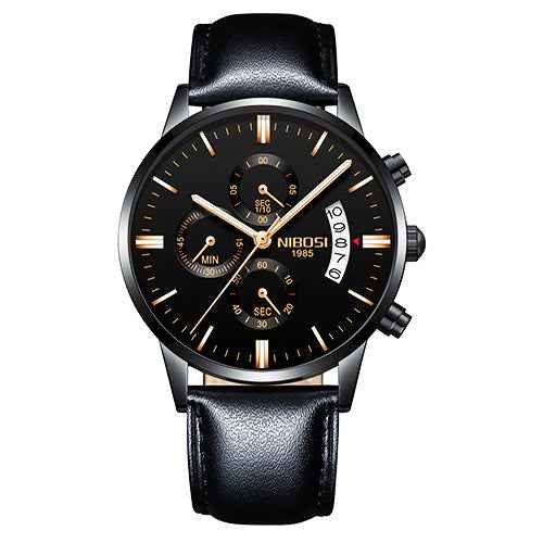 Herren-Chronograph – Sportliche Luxus-Armbanduhr für Herren, wasserdicht, komplett aus Edelstahl, Quarzwerk, Gold-Optik