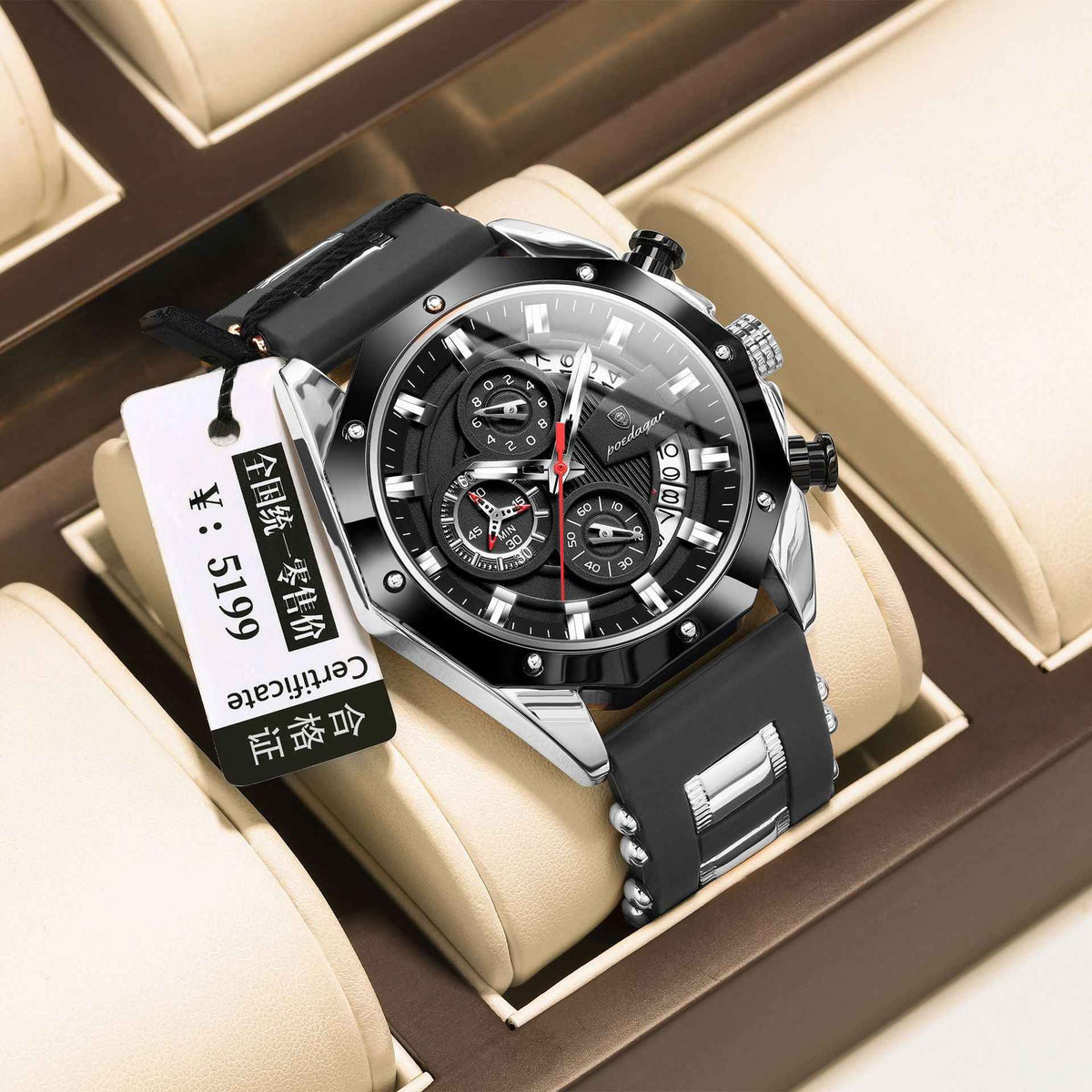 Silicone Band Multi-function Chronograph Men&