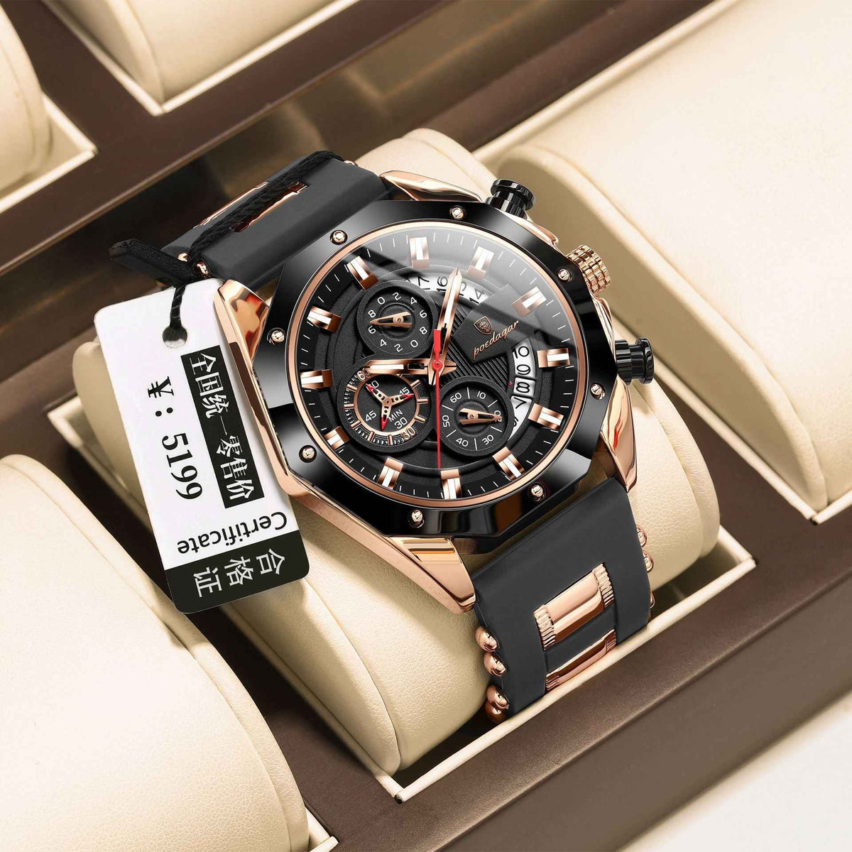 Silicone Band Multi-function Chronograph Men&
