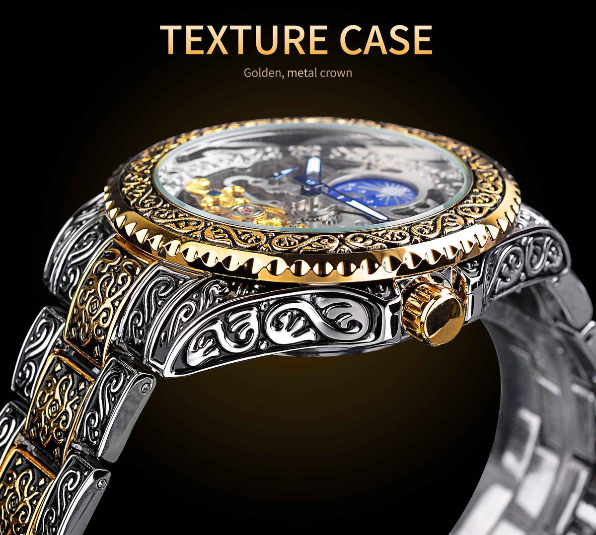 Mechanische Forsining-Herrenarmbanduhr im Luxus-Design mit Tourbillon und skelettiertem, graviertem Uhrwerk