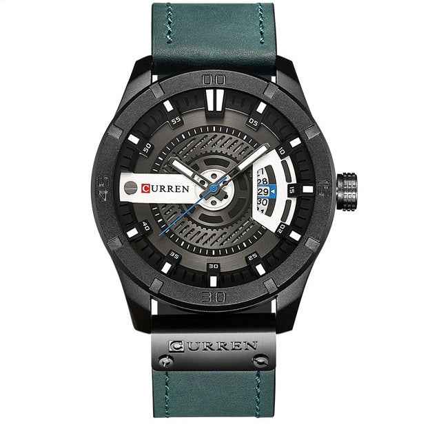 Luxusmarke CURREN – Militär-Sportuhr für Herren, Quarzuhr mit Datumsanzeige, lässige Herren-Armbanduhr mit Lederarmband