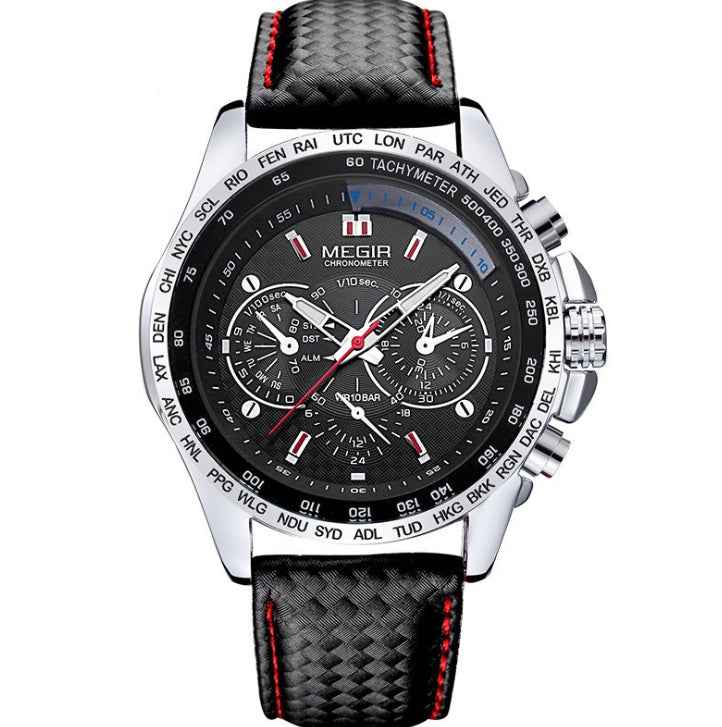 Großhandel: Original-Quarzuhr Modell 1010 – Luxuriöse Business-Herrenuhr mit Lederarmband und 3 ATM Wasserdichtigkeit