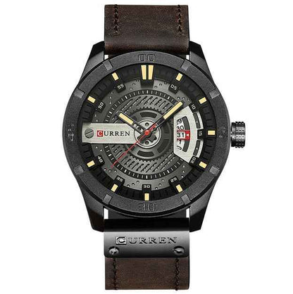 Luxusmarke CURREN – Militär-Sportuhr für Herren, Quarzuhr mit Datumsanzeige, lässige Herren-Armbanduhr mit Lederarmband