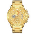 WWOOR Modische Herrenuhr – Luxuriöser Gold-Chronograph aus Edelstahl (Quarz) – Wasserdichte Sportuhr