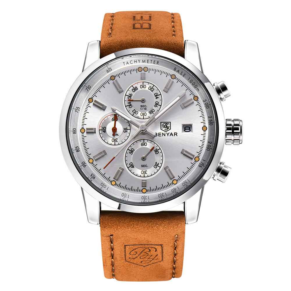 Modische Herren-Armbanduhr im Casual-Stil – Luxuriöse Quarzuhr mit Lederarmband für Herren (Business-Look)