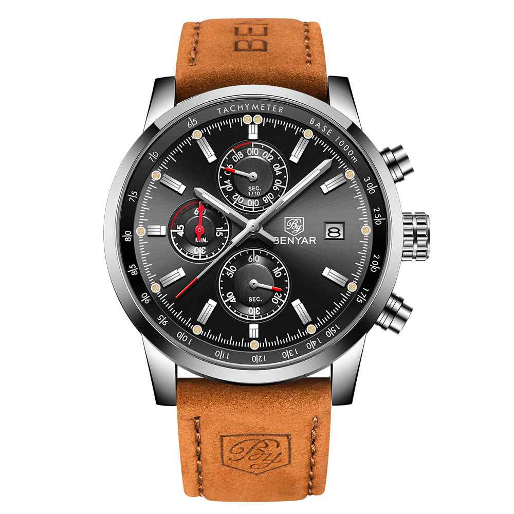 Modische Herren-Armbanduhr im Casual-Stil – Luxuriöse Quarzuhr mit Lederarmband für Herren (Business-Look)