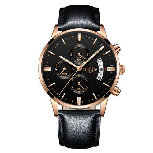 Herren-Chronograph – Sportliche Luxus-Armbanduhr für Herren, wasserdicht, komplett aus Edelstahl, Quarzwerk, Gold-Optik