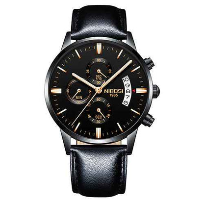 Herren-Chronograph – Sportliche Luxus-Armbanduhr für Herren, wasserdicht, komplett aus Edelstahl, Quarzwerk, Gold-Optik
