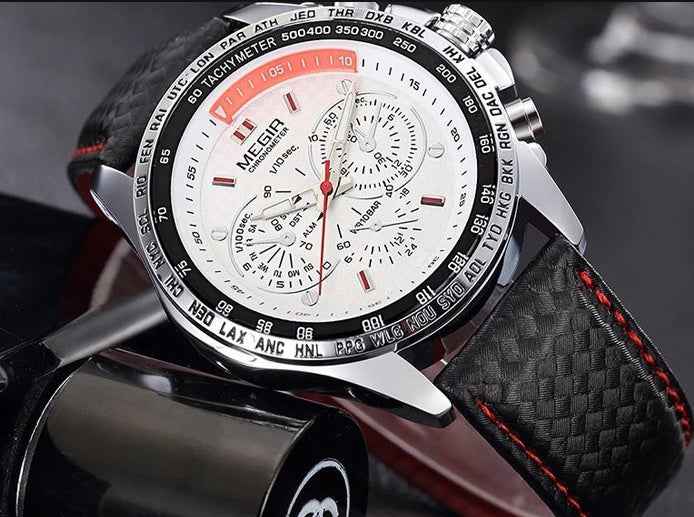 Großhandel: Original-Quarzuhr Modell 1010 – Luxuriöse Business-Herrenuhr mit Lederarmband und 3 ATM Wasserdichtigkeit