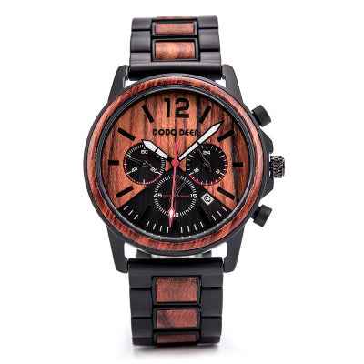 Personalisierbare Holzuhr für Herren von DODO DEER – Luxuriöser Chronograph mit Datumsanzeige und individueller Logogravur