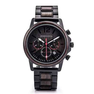 Personalisierbare Holzuhr für Herren von DODO DEER – Luxuriöser Chronograph mit Datumsanzeige und individueller Logogravur