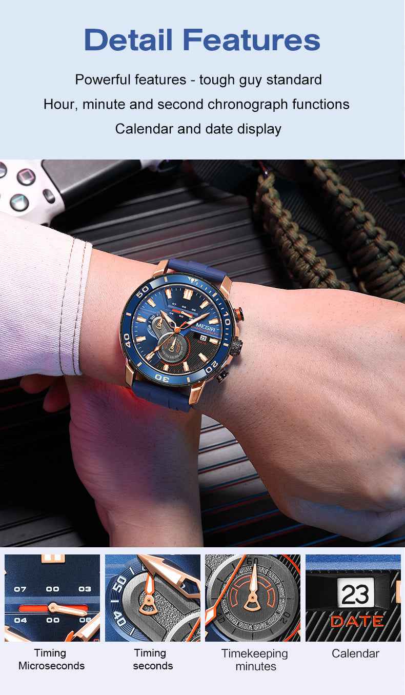 Watch Multi-function Chronograph Calendar Sports Men&