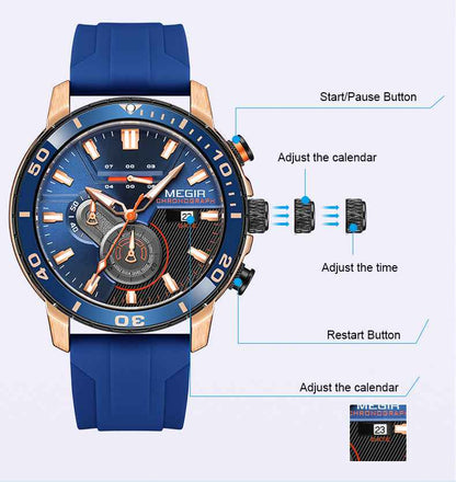 Watch Multi-function Chronograph Calendar Sports Men&