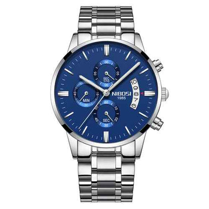 Herren-Chronograph – Sportliche Luxus-Armbanduhr für Herren, wasserdicht, komplett aus Edelstahl, Quarzwerk, Gold-Optik