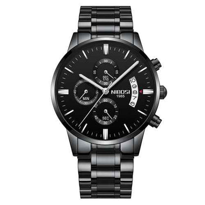 Herren-Chronograph – Sportliche Luxus-Armbanduhr für Herren, wasserdicht, komplett aus Edelstahl, Quarzwerk, Gold-Optik