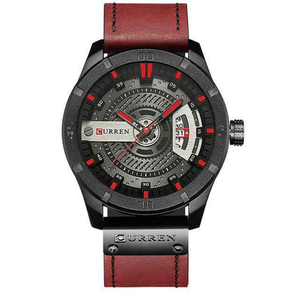 Luxusmarke CURREN – Militär-Sportuhr für Herren, Quarzuhr mit Datumsanzeige, lässige Herren-Armbanduhr mit Lederarmband
