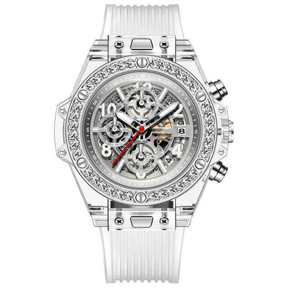 Diamond Inlaid Transparent Quartz Watch Waterproof
