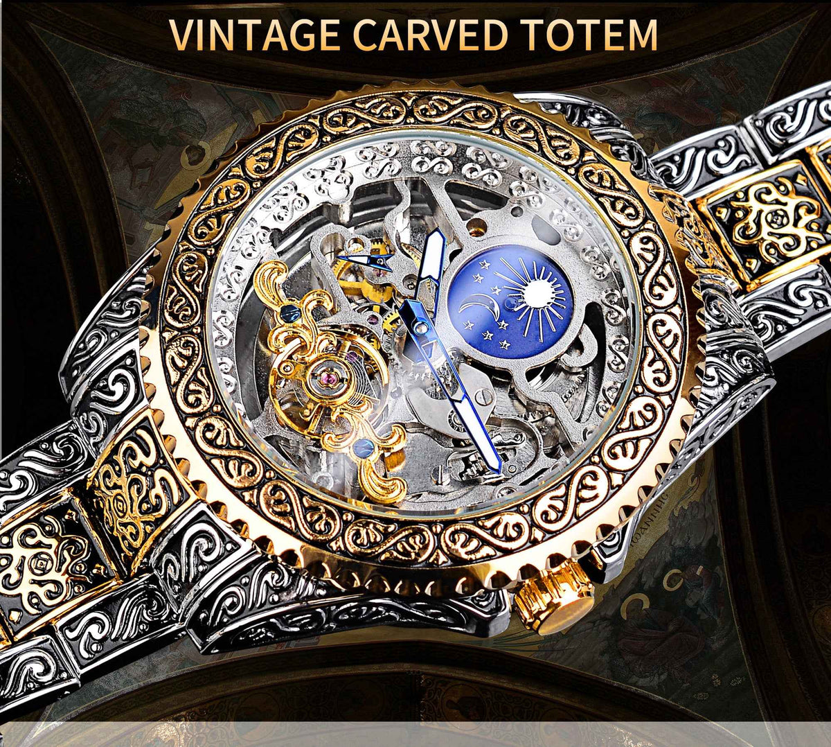 Mechanische Forsining-Herrenarmbanduhr im Luxus-Design mit Tourbillon und skelettiertem, graviertem Uhrwerk