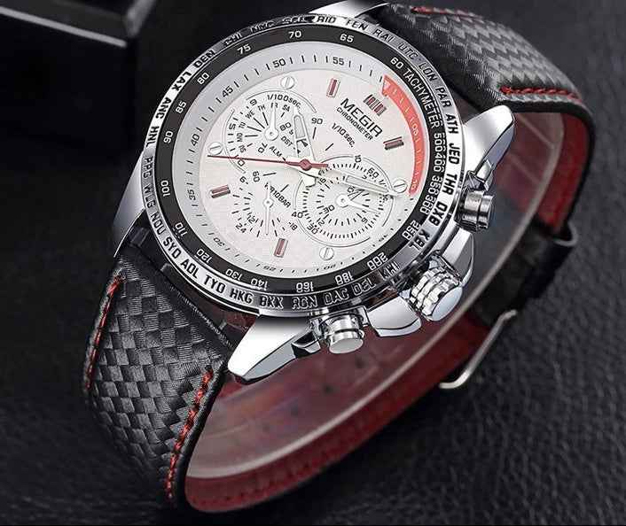 Großhandel: Original-Quarzuhr Modell 1010 – Luxuriöse Business-Herrenuhr mit Lederarmband und 3 ATM Wasserdichtigkeit
