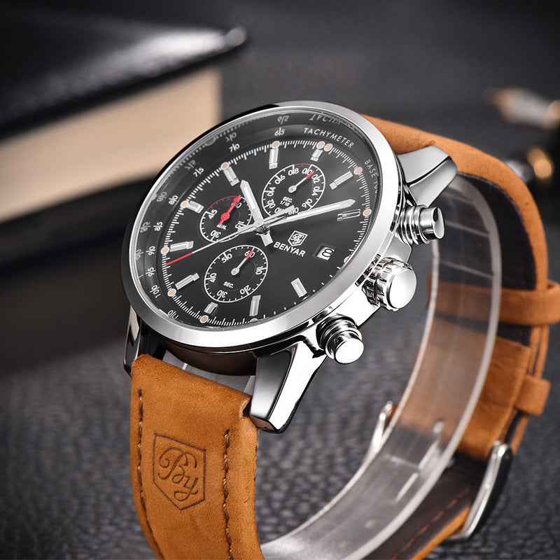Modische Herren-Armbanduhr im Casual-Stil – Luxuriöse Quarzuhr mit Lederarmband für Herren (Business-Look)