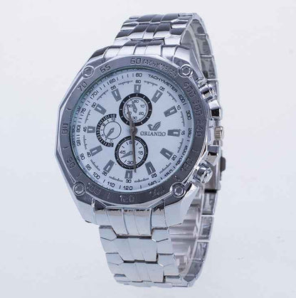 Modische Herrenuhr aus silbernem Edelstahl – Luxusuhr einer Top-Marke, sportliche Herrenuhr, lässige Armbanduhr