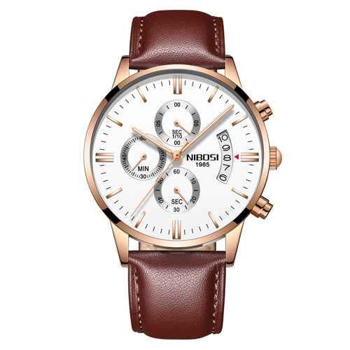 Herren-Chronograph – Sportliche Luxus-Armbanduhr für Herren, wasserdicht, komplett aus Edelstahl, Quarzwerk, Gold-Optik