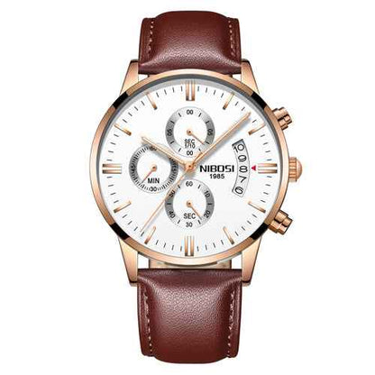 Herren-Chronograph – Sportliche Luxus-Armbanduhr für Herren, wasserdicht, komplett aus Edelstahl, Quarzwerk, Gold-Optik