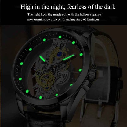 Automatische Skelett-Herrenuhr (Quarz-Hybrid) in Gold – Vintage-Design – Luxusmarke