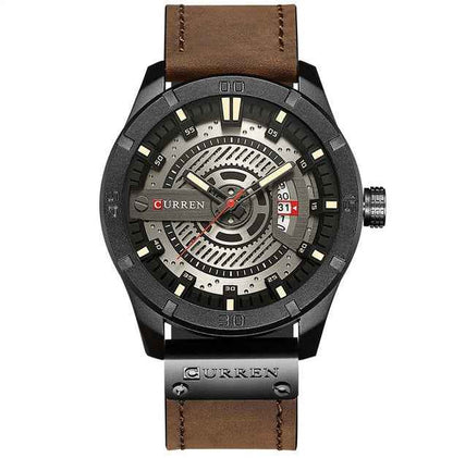 Luxusmarke CURREN – Militär-Sportuhr für Herren, Quarzuhr mit Datumsanzeige, lässige Herren-Armbanduhr mit Lederarmband