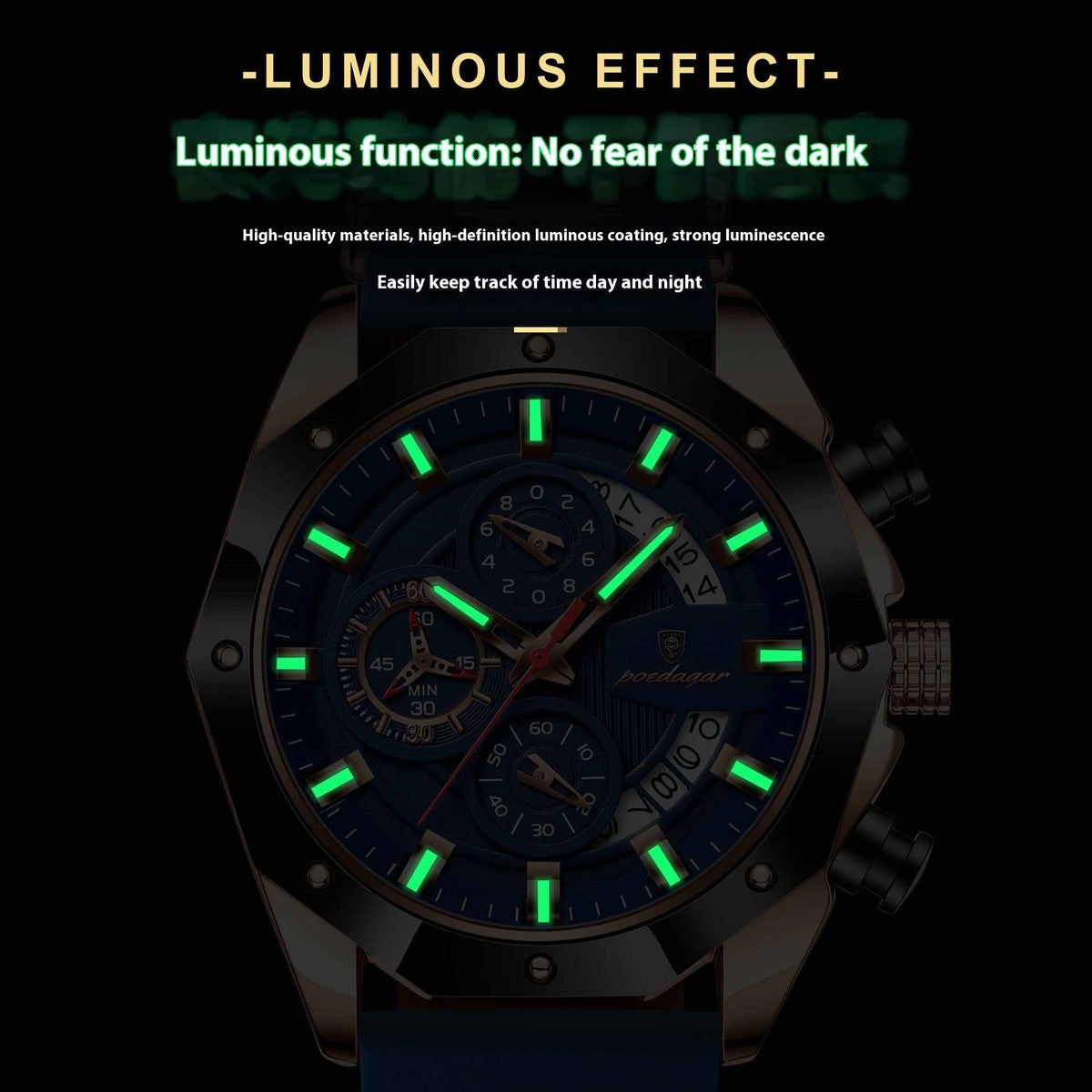 Silicone Band Multi-function Chronograph Men&