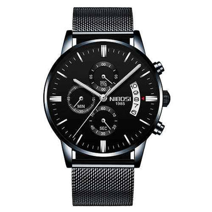 Herren-Chronograph – Sportliche Luxus-Armbanduhr für Herren, wasserdicht, komplett aus Edelstahl, Quarzwerk, Gold-Optik