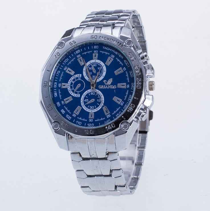 Modische Herrenuhr aus silbernem Edelstahl – Luxusuhr einer Top-Marke, sportliche Herrenuhr, lässige Armbanduhr