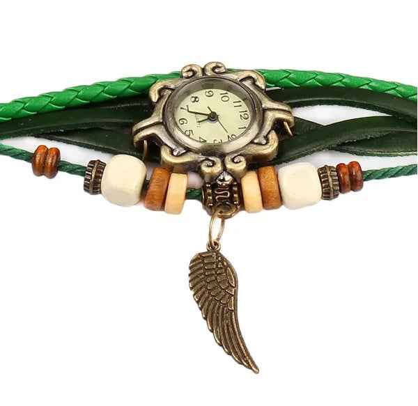 Beautiful Bohemian Style Retro Handmade Leather Angel Wing Women&