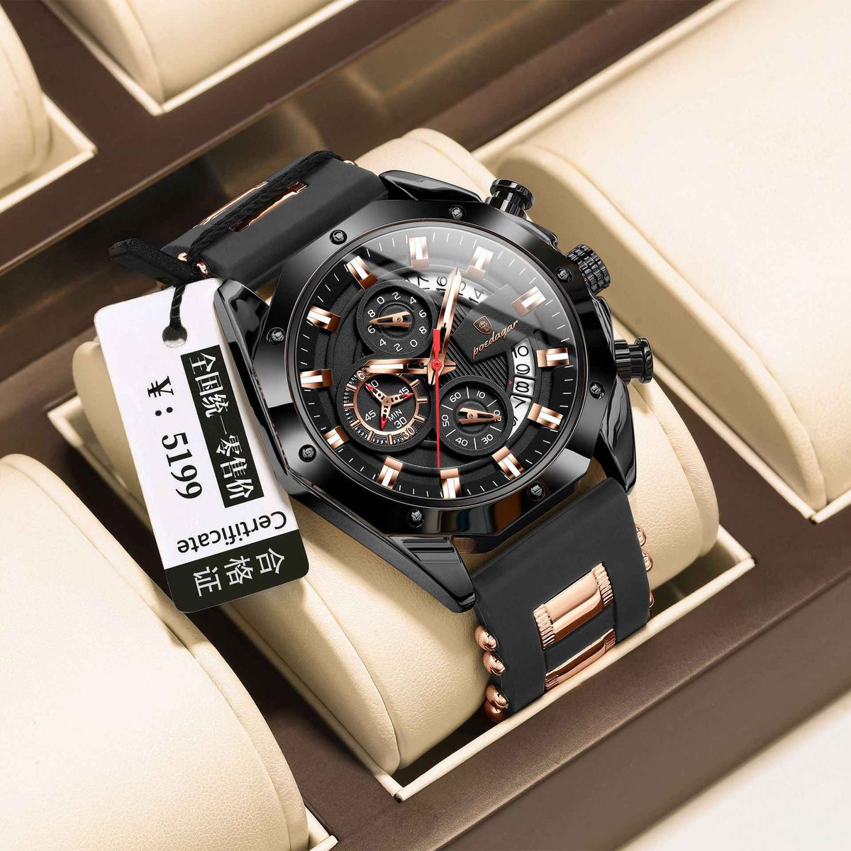 Silicone Band Multi-function Chronograph Men&