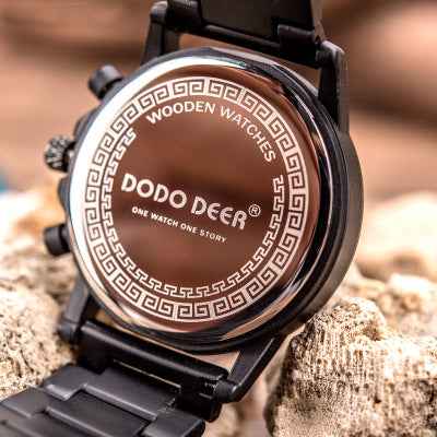 Personalisierbare Holzuhr für Herren von DODO DEER – Luxuriöser Chronograph mit Datumsanzeige und individueller Logogravur