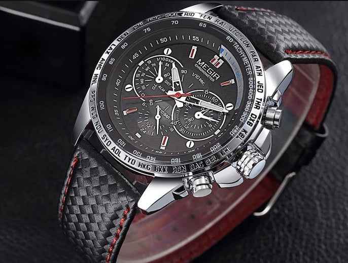 Großhandel: Original-Quarzuhr Modell 1010 – Luxuriöse Business-Herrenuhr mit Lederarmband und 3 ATM Wasserdichtigkeit