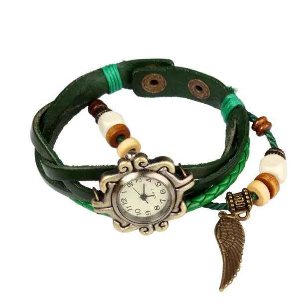 Beautiful Bohemian Style Retro Handmade Leather Angel Wing Women&