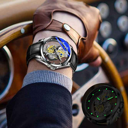 Automatische Skelett-Herrenuhr (Quarz-Hybrid) in Gold – Vintage-Design – Luxusmarke