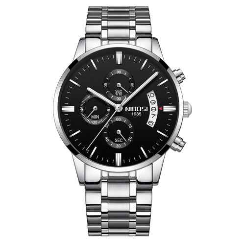 Herren-Chronograph – Sportliche Luxus-Armbanduhr für Herren, wasserdicht, komplett aus Edelstahl, Quarzwerk, Gold-Optik