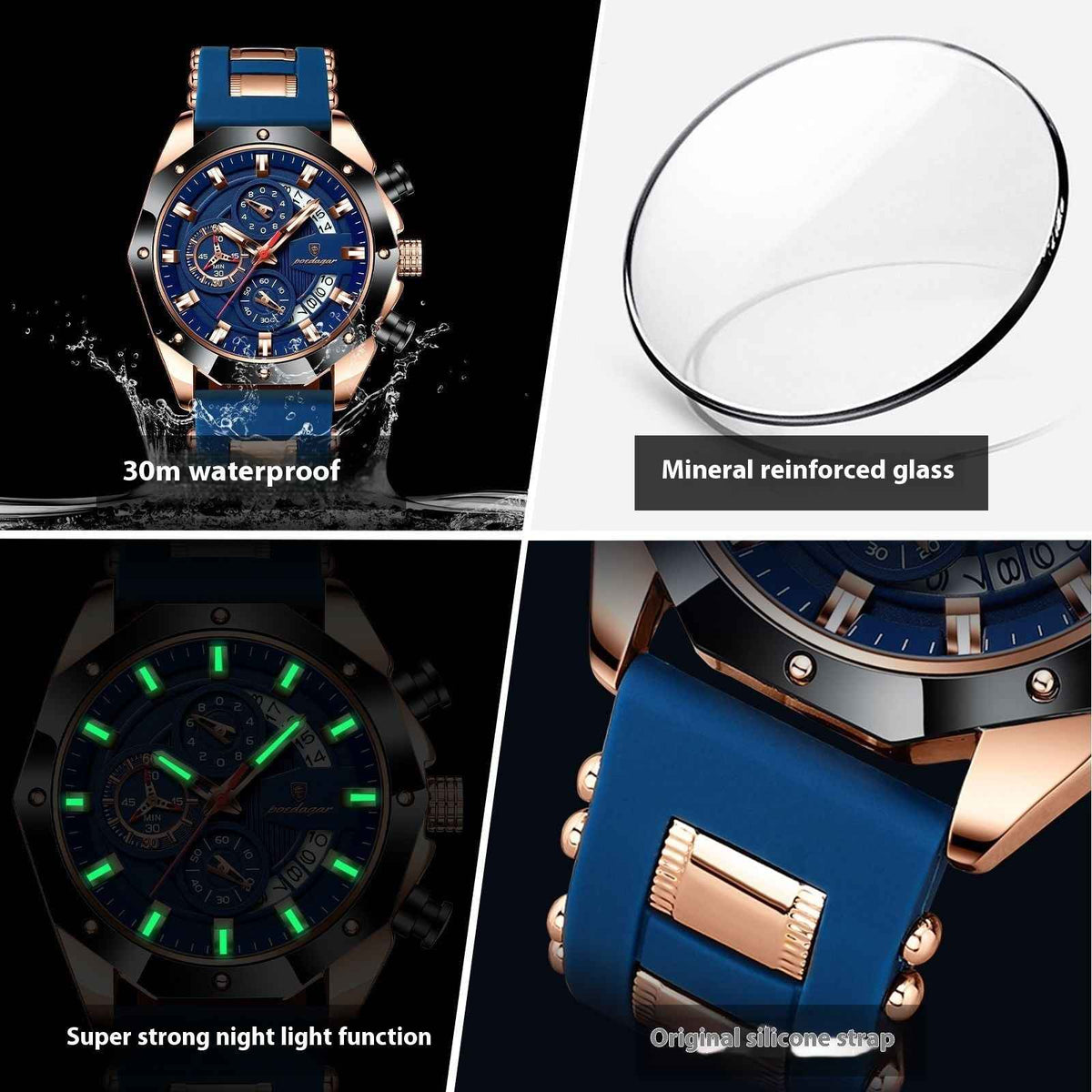 Silicone Band Multi-function Chronograph Men&