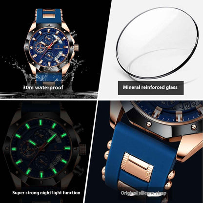 Silicone Band Multi-function Chronograph Men&