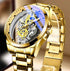 Automatische Skelett-Herrenuhr (Quarz-Hybrid) in Gold – Vintage-Design – Luxusmarke