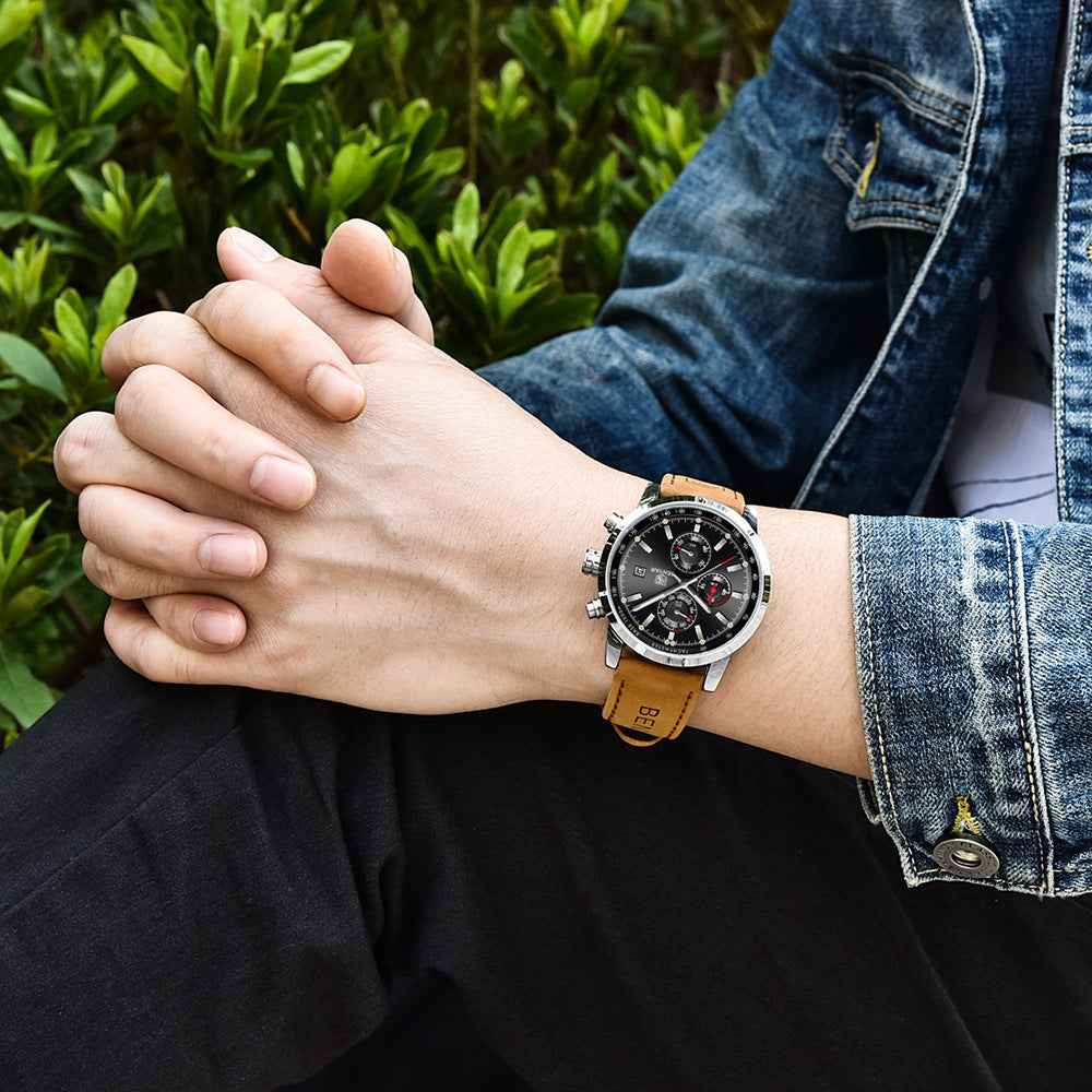 Modische Herren-Armbanduhr im Casual-Stil – Luxuriöse Quarzuhr mit Lederarmband für Herren (Business-Look)